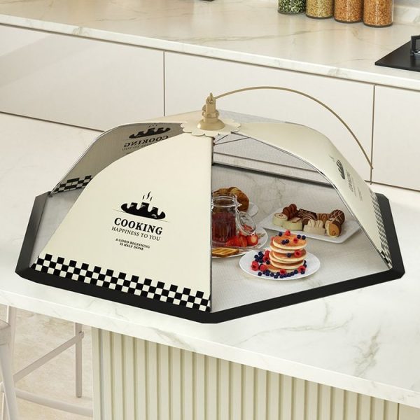 Table Cover Folding Food Cover Household Anti-fly Dust-proof Vegetable Umbrella 70cm Grid Cooking Smoke