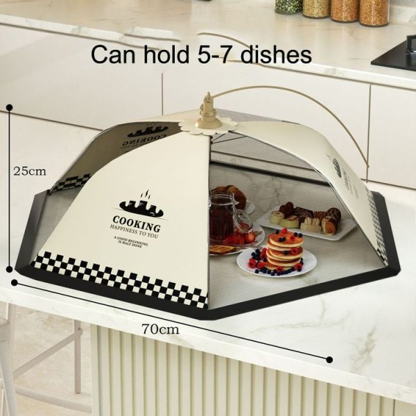Table Cover Folding Food Cover Household Anti-fly Dust-proof Vegetable Umbrella 70cm Grid Cooking Smoke - Image 2