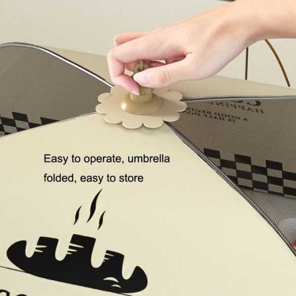 Table Cover Folding Food Cover Household Anti-fly Dust-proof Vegetable Umbrella 70cm Grid Cooking Smoke - Image 3