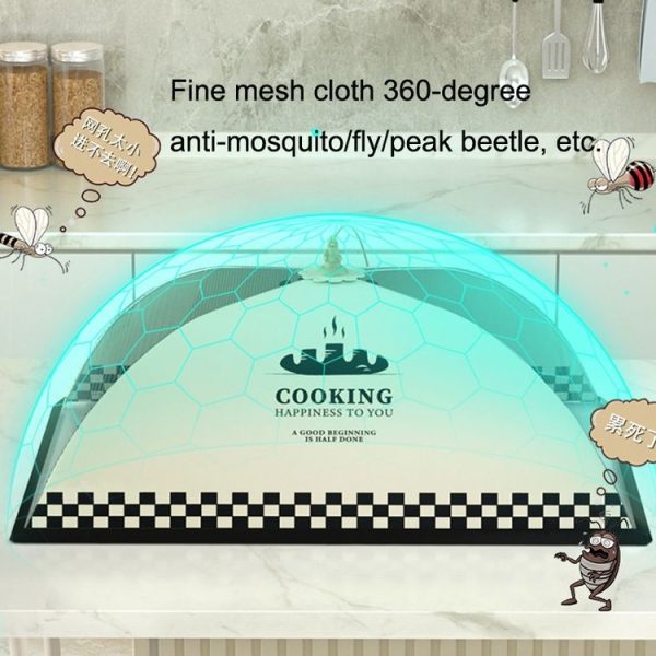 Table Cover Folding Food Cover Household Anti-fly Dust-proof Vegetable Umbrella 70cm Grid Cooking Smoke - Image 4