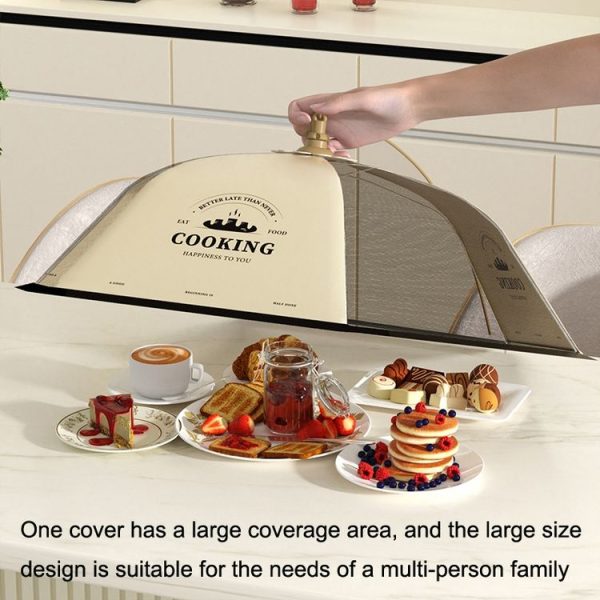 Table Cover Folding Food Cover Household Anti-fly Dust-proof Vegetable Umbrella 70cm Grid Cooking Smoke - Image 6
