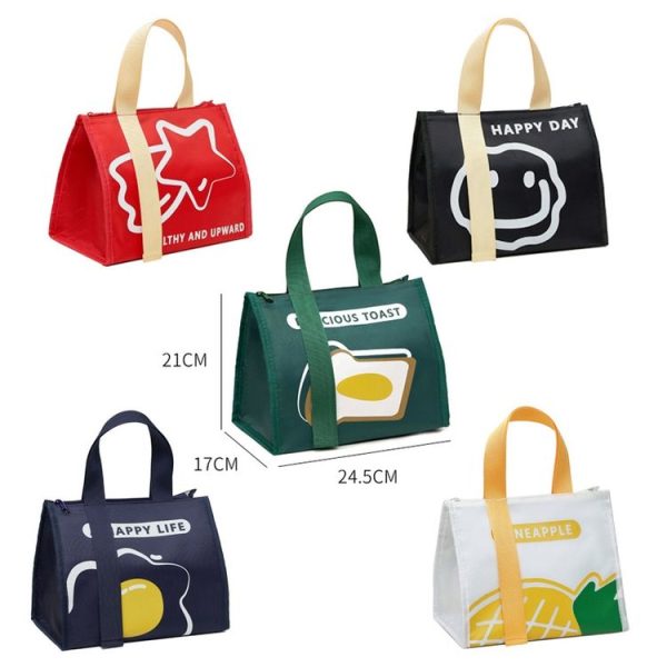 Portable Lunch Box Bag Student Simple Thickened Waterproof Bento Insulation Bag (White) - Image 2
