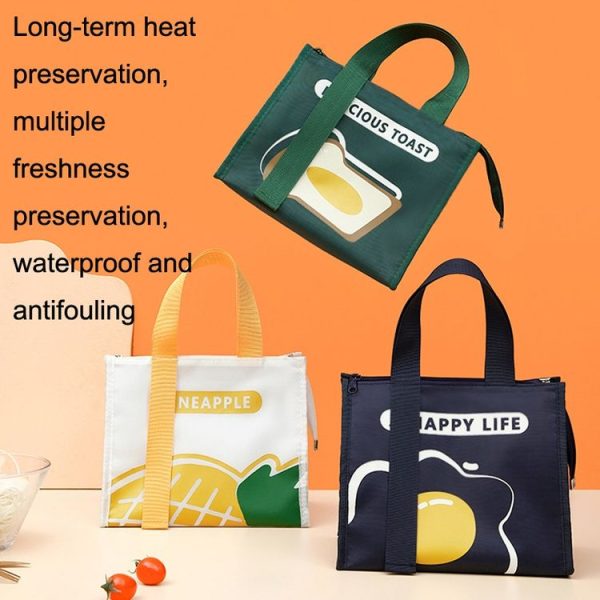 Portable Lunch Box Bag Student Simple Thickened Waterproof Bento Insulation Bag (White) - Image 6