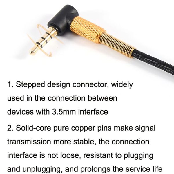 2m For Boom Microphone V-MODA Computer Gaming Headphone Cable (Gold Plug) - Image 4