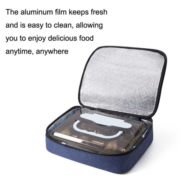 2pcs Small Waterproof Portable Lunch Bag Outdoor Picnic Lunch Box Insulation Bag (Navy) - Image 4