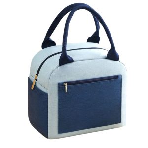 Match Color Cationic Lunch Box Handbag Aluminum Foil Thickened Waterproof Lunch Bag (Blue)