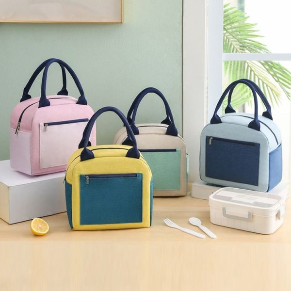 Match Color Cationic Lunch Box Handbag Aluminum Foil Thickened Waterproof Lunch Bag (Blue) - Image 2