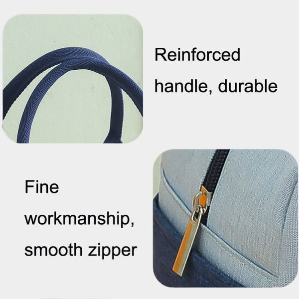 Match Color Cationic Lunch Box Handbag Aluminum Foil Thickened Waterproof Lunch Bag (Blue) - Image 4