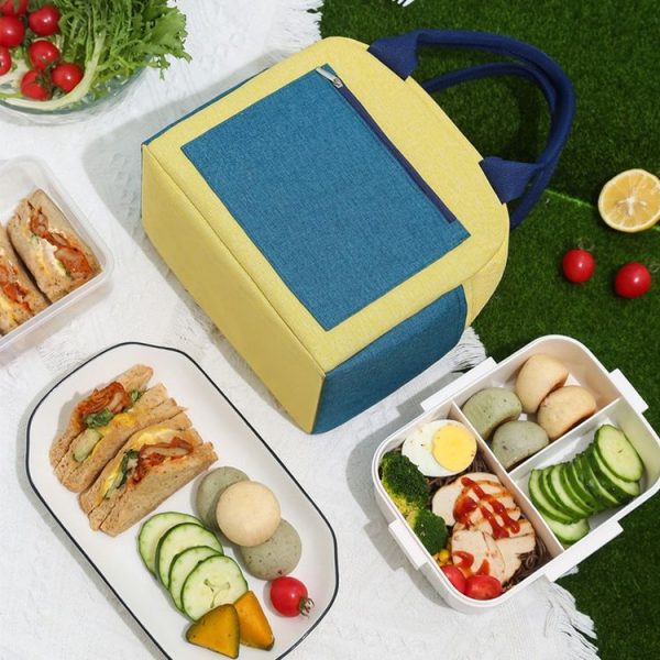 Match Color Cationic Lunch Box Handbag Aluminum Foil Thickened Waterproof Lunch Bag (Blue) - Image 6