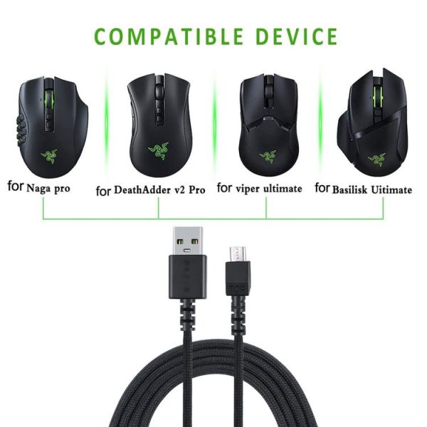 Razer / Naga Viper Pro / Viper V2 Professional Wireless Mouse Charging Cable (White) - Image 7