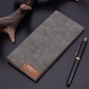 DEABOLAR Large Capacity Men Long Wallet Ultra-thin Paneled Soft Wallet (Light Gray)