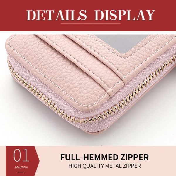 DEABOLAR Large-capacity Multi-slot Short Organ Card Holder PU Leather ID Cover Zipper Coin Purse (Light Green) - Image 6