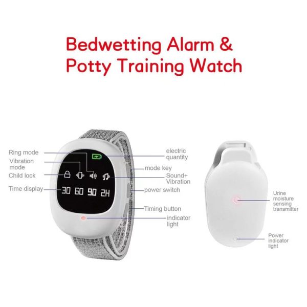 Wireless Timing Bedwetting Alarm Potty Training Watch For Elderly and Kids (White) - Image 3