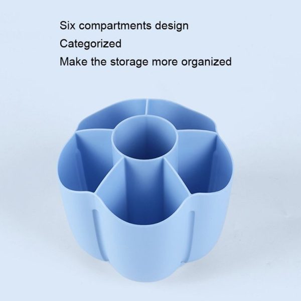 Office Desk Simple Large Capacity Pen Holder Cosmetics Storage Box, Style: Rotatable (Color Random Delivery) - Image 3