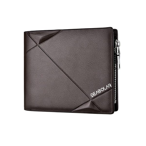 DEABOLAR Men Short PU Leather Tri-fold Horizontal Wallet Large-capacity Multi-card Wallet (Coffee)