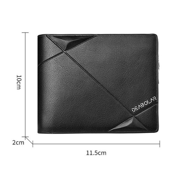 DEABOLAR Men Short PU Leather Tri-fold Horizontal Wallet Large-capacity Multi-card Wallet (Coffee) - Image 4