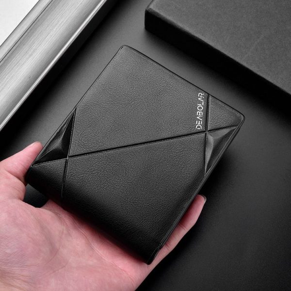 DEABOLAR Men Short PU Leather Tri-fold Horizontal Wallet Large-capacity Multi-card Wallet (Coffee) - Image 8