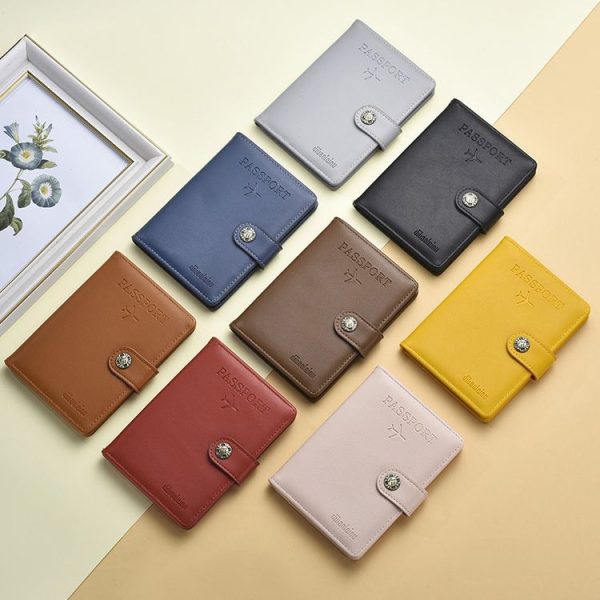 Dibaoleiou Buckle PU Leather ID Card Storage Bag Multifunctional Passport Case (Blue) - Image 3