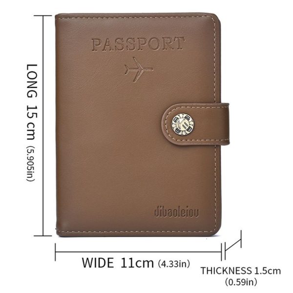 Dibaoleiou Buckle PU Leather ID Card Storage Bag Multifunctional Passport Case (Blue) - Image 4