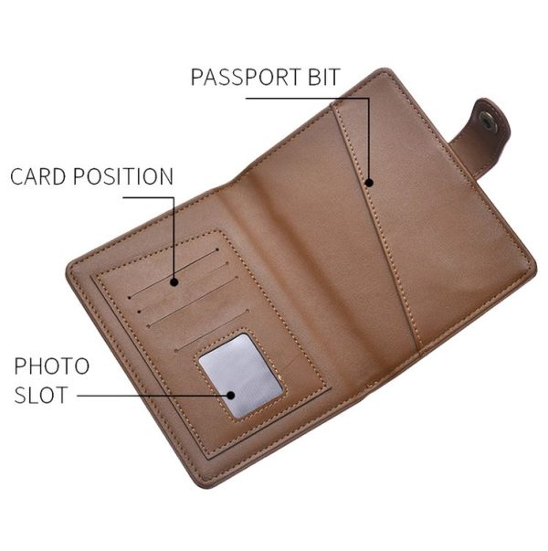 Dibaoleiou Buckle PU Leather ID Card Storage Bag Multifunctional Passport Case (Blue) - Image 5