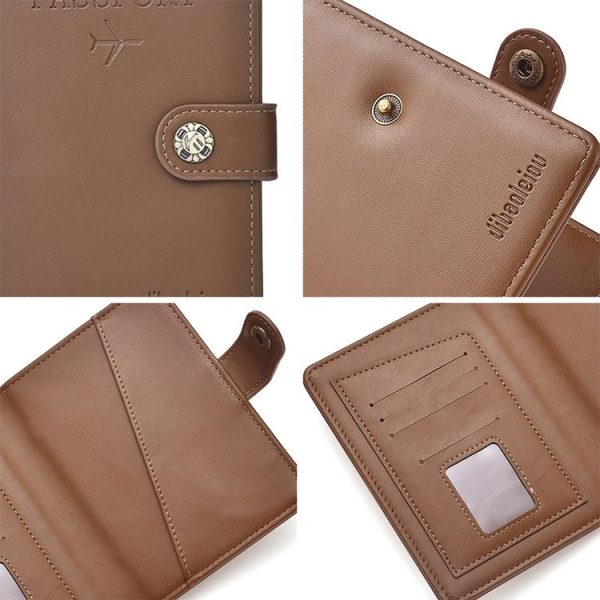 Dibaoleiou Buckle PU Leather ID Card Storage Bag Multifunctional Passport Case (Blue) - Image 6
