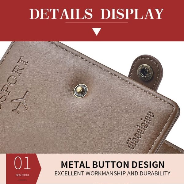 Dibaoleiou Buckle PU Leather ID Card Storage Bag Multifunctional Passport Case (Blue) - Image 7