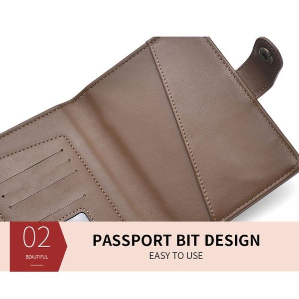 Dibaoleiou Buckle PU Leather ID Card Storage Bag Multifunctional Passport Case (Blue) - Image 8