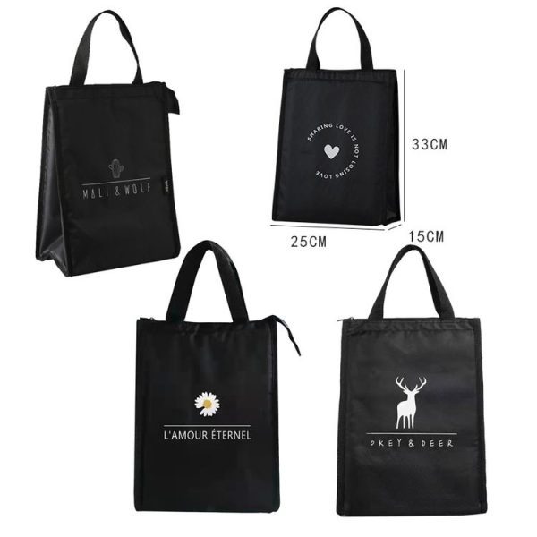 Vertical Version Thick Waterproof Insulation Bag Oxford Cloth Lunch Bag Tote Bag (Love) - Image 2