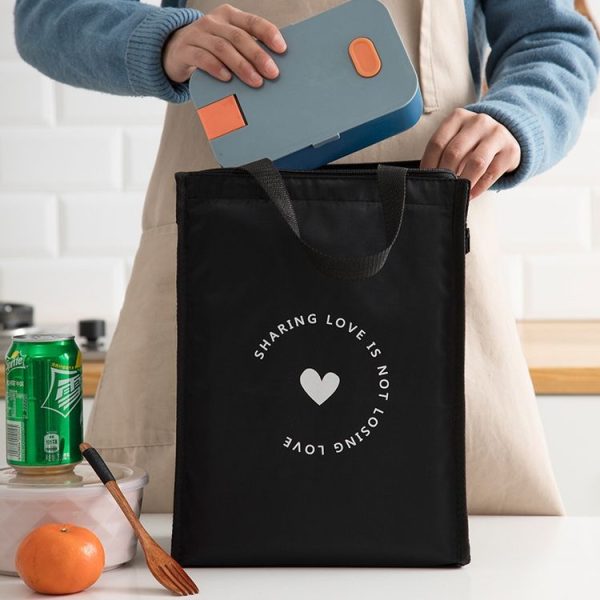 Vertical Version Thick Waterproof Insulation Bag Oxford Cloth Lunch Bag Tote Bag (Love) - Image 5