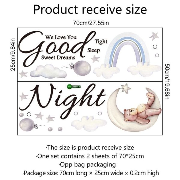 2pcs / set 25x70cm Cartoon Wall Stickers Kids Room Background Decoration Stickers (ZSZ2851-W) - Image 3