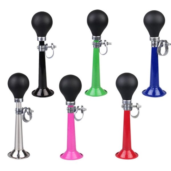 2pcs 7 inch Metal Plating Bicycle Air Horn Bicycle Accessories, Color: Black - Image 2