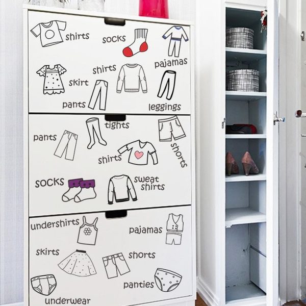 40x60cm Wardrobe Clothing Identifies Wall Stickers - Image 4