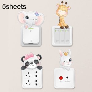 5sheets Cartoon Animal Switch Sticker Children Room Decoration (As Show)