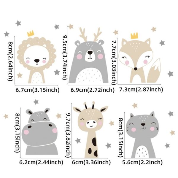 10sheets Bohemia Cute Smiley Cartoon Animal Switch Sticker Kids Room Decoration (As Show) - Image 2