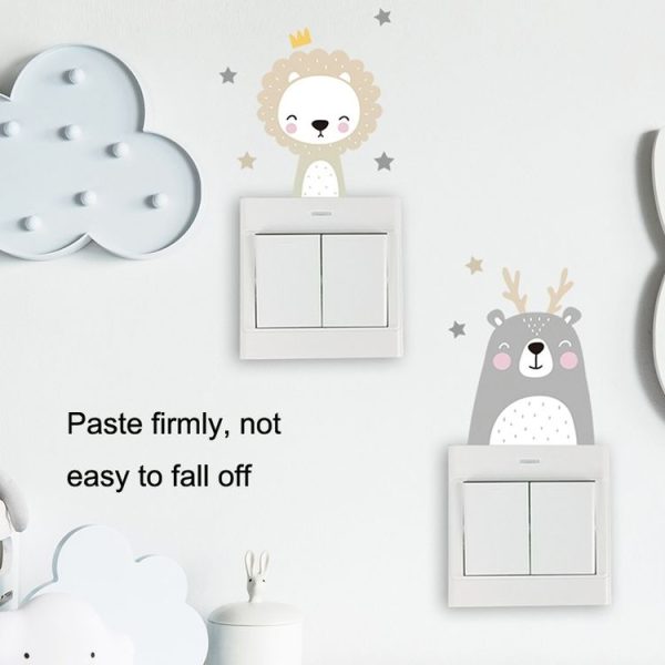 10sheets Bohemia Cute Smiley Cartoon Animal Switch Sticker Kids Room Decoration (As Show) - Image 3