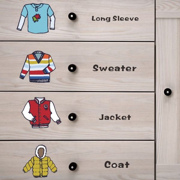 28x28cm Clothing Classification Logo Label Storage Box Cabinet Stickers (FG014) - Image 5