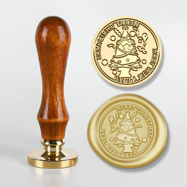 Christmas Series Fire Lacquer Seal Wood Grain Handle+Brass Seal Head (SD-37)