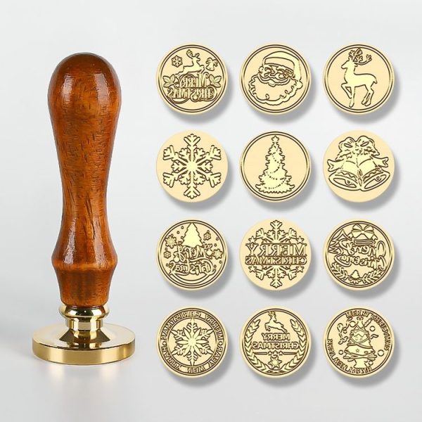 Christmas Series Fire Lacquer Seal Wood Grain Handle+Brass Seal Head (SD-37) - Image 2