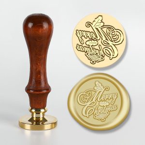 English Letters Series Fire Lacquer Seal Toxca Handle+Brass Seal Head (YW-13 Merry Chrstmas)