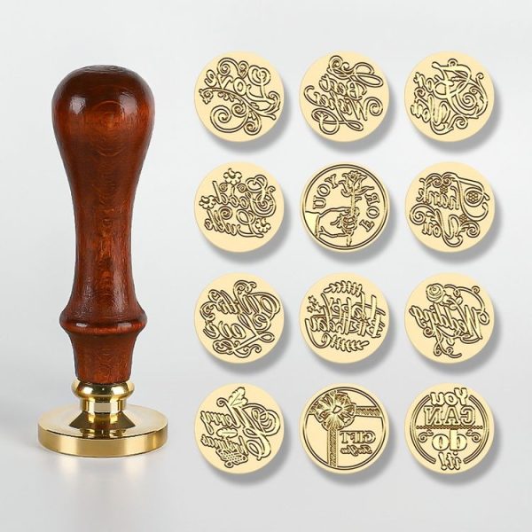 English Letters Series Fire Lacquer Seal Toxca Handle+Brass Seal Head (YW-13 Merry Chrstmas) - Image 2