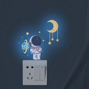 Luminous Astronaut Stars Moon Switch Stickers Children Room Luminous Decorative Wall Stickers, Color: Blue