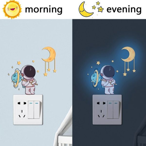 Luminous Astronaut Stars Moon Switch Stickers Children Room Luminous Decorative Wall Stickers, Color: Blue - Image 2