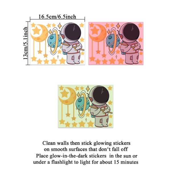 Luminous Astronaut Stars Moon Switch Stickers Children Room Luminous Decorative Wall Stickers, Color: Blue - Image 3