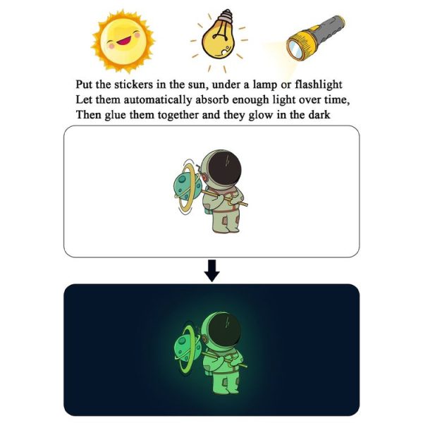 Luminous Astronaut Stars Moon Switch Stickers Children Room Luminous Decorative Wall Stickers, Color: Blue - Image 5
