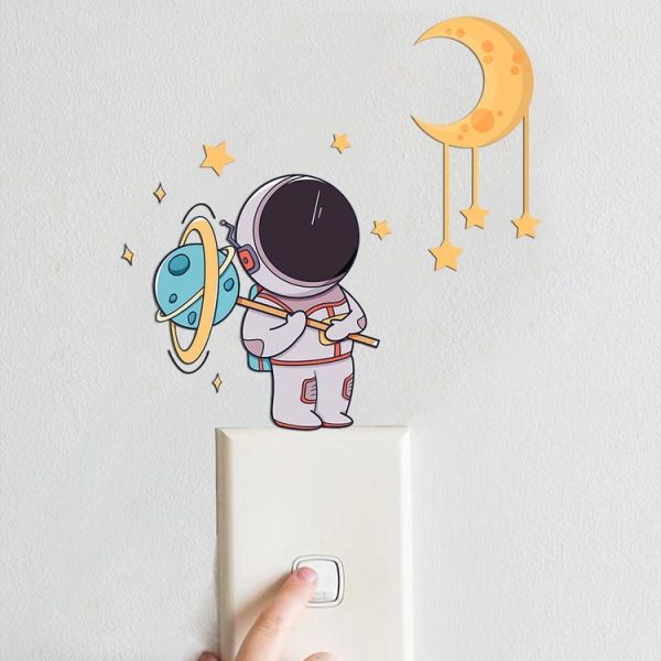 Luminous Astronaut Stars Moon Switch Stickers Children Room Luminous Decorative Wall Stickers, Color: Blue - Image 6