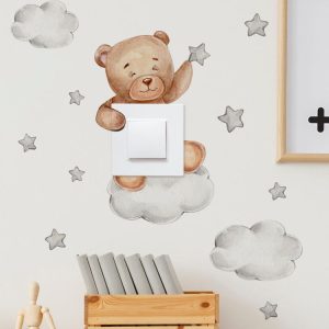 Cartoon Animal Switch Sticker Bedroom Living Room Decorative Wall Sticker (MS8444)