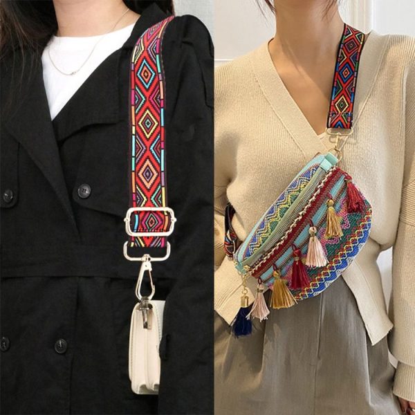 DIY Women Bag Replaced Strap Bag Ethnic Wind Wide Shoulder Strap, Style: Light Gold Buckle (J4-P1) - Image 5