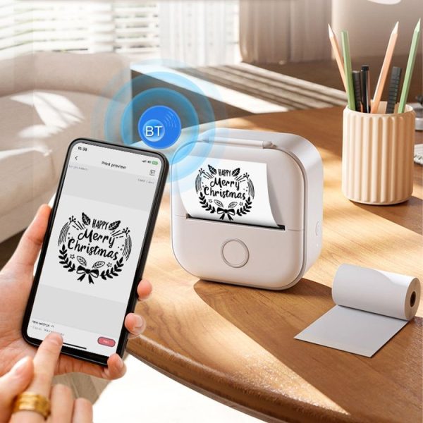 Phomemo T02 Standard Error Mini Pocket Small Portable Bluetooth Phone Photo Label Thermal Printer (White Green) - Image 10