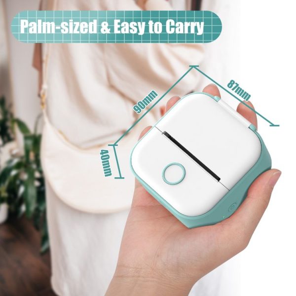 Phomemo T02 Standard Error Mini Pocket Small Portable Bluetooth Phone Photo Label Thermal Printer (White Green) - Image 3