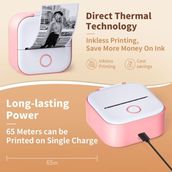 Phomemo T02 Standard Error Mini Pocket Small Portable Bluetooth Phone Photo Label Thermal Printer (White Green) - Image 4